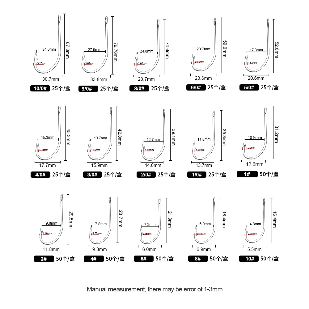 FTK Fishing Hooks 1-10#50PCS 1 - đánh giá và giá Fishing Hook Assortment